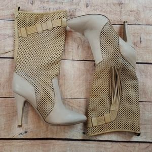 Jeffrey Campbell Mesh Top Mid Calf Stiletto Boots